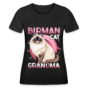 Birman chats mamie Birman chat Birman cadeau - T-shirt sport Femme - noir - Devant - AI Model Female 172 light (172cm)