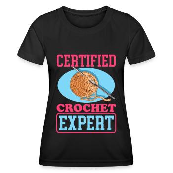Crochet Expert au Crochet Crochet Cadeau - T-shirt sport Femme - noir - Devant - AI Model Female 172 light (172cm)