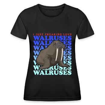 Walross Walrosse Walrus Walroß Geschenk - Frauen Funktions-T-Shirt - Schwarz - Vorne - AI Model Female 172 light (172cm)