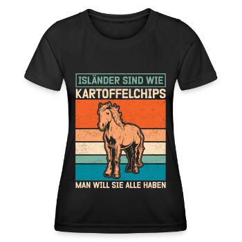 Islandpferd Isländer Isi Islandpony Geschenk - Frauen Funktions-T-Shirt - Schwarz - Vorne - AI Model Female 172 light (172cm)