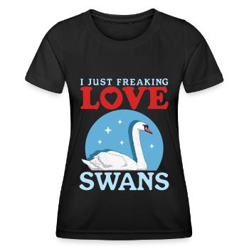Swans Swans Swan Lover Gift - Women's Functional T-Shirt - black - Front - AI Model Female 172 light (172cm)