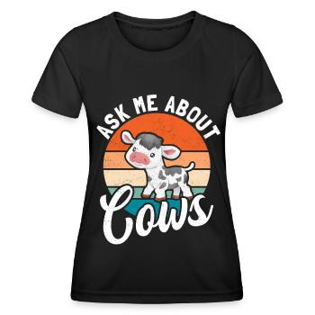 Cow Cow Lover Cows Gift - Women's Functional T-Shirt - black - Front - AI Model Female 172 light (172cm)