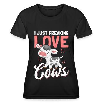 Cow Cow Lover Funny Cows Gift - Women's Functional T-Shirt - black - Front - AI Model Female 172 light (172cm)