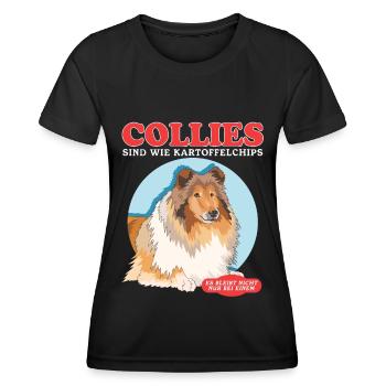 Collie Dogs Longhair Collie Collies Gift - Women's Functional T-Shirt - black - Front - AI Model Female 172 light (172cm)
