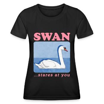 Schwan Schwanenliebhaber Schwäne Geschenk - Frauen Funktions-T-Shirt - Schwarz - Vorne - AI Model Female 172 light (172cm)