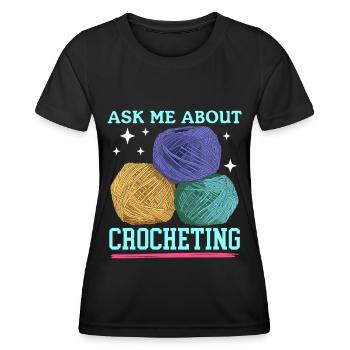 Crochet Crochet Crochet fil Crochet cadeau - T-shirt sport Femme - noir - Devant - AI Model Female 172 light (172cm)