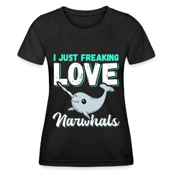 Narwal Wal Narwale Wale Narwhal Geschenk - Frauen Funktions-T-Shirt - Schwarz - Vorne - AI Model Female 172 light (172cm)