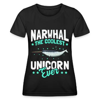Narwal Wal Narwale Narwhal Wale Geschenk - Frauen Funktions-T-Shirt - Schwarz - Vorne - AI Model Female 172 light (172cm)
