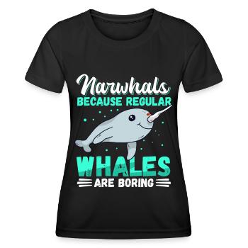 Narwal Wal | Narwale Narwhal Wale Geschenk - Frauen Funktions-T-Shirt - Schwarz - Vorne - AI Model Female 172 light (172cm)