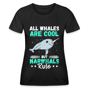 Narwal Wal Narwale Narwhal Wale Geschenk - Frauen Funktions-T-Shirt - Schwarz - Vorne - AI Model Female 172 light (172cm)