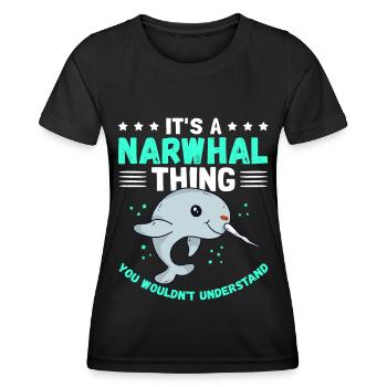 Narwal Wale Narwale Narwhal Wal Geschenk - Frauen Funktions-T-Shirt - Schwarz - Vorne - AI Model Female 172 light (172cm)