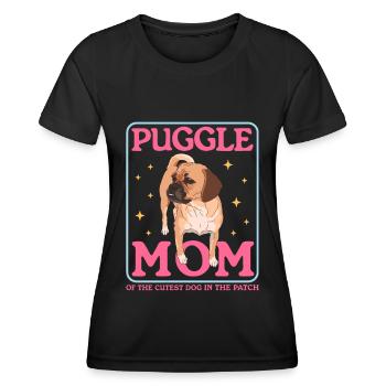 Puggle maman chien propriétaire chien maman cadeau - T-shirt sport Femme - noir - Devant - AI Model Female 172 light (172cm)
