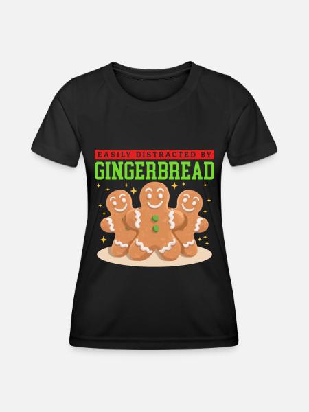 Lebkuchenmann Lebkuchen Lebkuchenmänner Geschenk - Frauen Funktions-T-Shirt - Schwarz