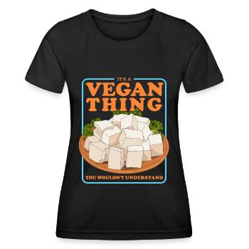 Tofu Bean Curd Bean Cheese Vegan Gift - Women's Functional T-Shirt - black - Front - AI Model Female 172 light (172cm)