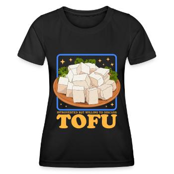 Tofu Bean Curd Bean Cheese Vegan Gift - Women's Functional T-Shirt - black - Front - AI Model Female 172 light (172cm)