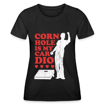 Cornhole Player Bean Bag Blind Hole Gift - Women's Functional T-Shirt - black - Front - AI Model Female 172 light (172cm)