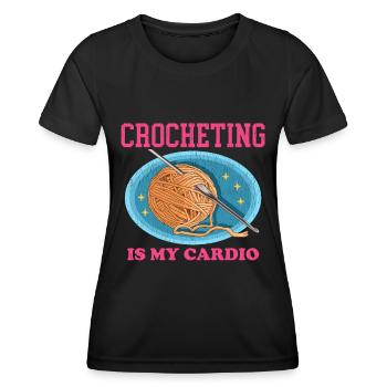 Crochet Crochet Crochet Crochet Fil Cadeau - T-shirt sport Femme - noir - Devant - AI Model Female 172 light (172cm)
