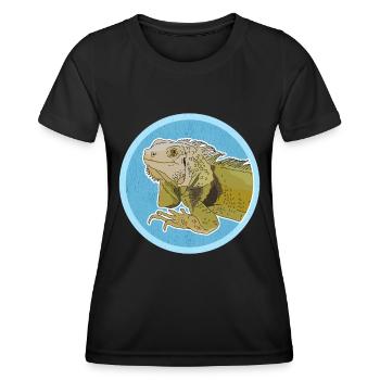 Leguan Reptilien Eidechse Leguane Geschenk - Frauen Funktions-T-Shirt - Schwarz - Vorne - AI Model Female 172 light (172cm)