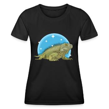 Leguan Eidechse Reptilien Leguane Geschenk - Frauen Funktions-T-Shirt - Schwarz - Vorne - AI Model Female 172 light (172cm)