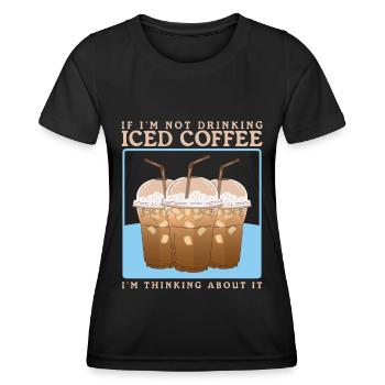 Eiskaffee Iced Coffee Kaffeeliebhaber Geschenk - Frauen Funktions-T-Shirt - Schwarz - Vorne - AI Model Female 172 light (172cm)