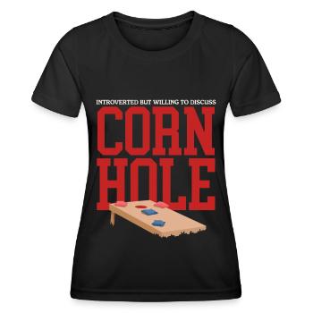 Cornhole Player | Blind Hole Bean Bag Gift - Women's Functional T-Shirt - black - Front - AI Model Female 172 light (172cm)