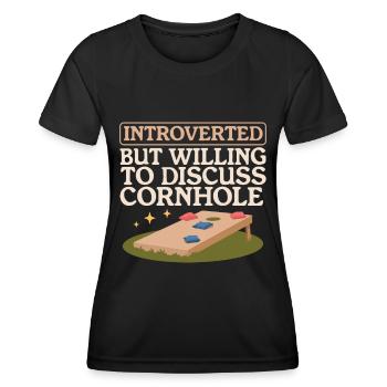 Cornhole Player Bean Bag Blind Hole Gift - Women's Functional T-Shirt - black - Front - AI Model Female 172 light (172cm)