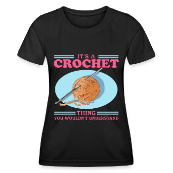Crochet Crochet Crochet Crochet Fil Cadeau - T-shirt sport Femme - noir - Devant - AI Model Female 172 light (172cm)