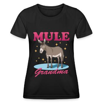 Mule Grand-mère Mule Muli Mule Cadeau - T-shirt sport Femme - noir - Devant - AI Model Female 172 light (172cm)