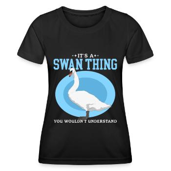 Schwan Schwäne Schwanenliebhaber Geschenk - Frauen Funktions-T-Shirt - Schwarz - Vorne - AI Model Female 172 light (172cm)