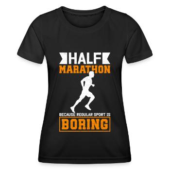 Halbmarathon Halb-Marathon Laufen Geschenk - Frauen Funktions-T-Shirt - Schwarz - Vorne - AI Model Female 172 light (172cm)