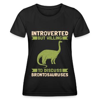 Brontosaurus Dino Geschenk - Frauen Funktions-T-Shirt - Schwarz - Vorne - AI Model Female 172 light (172cm)