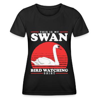 Schwan Schwäne Schwanenliebhaber Geschenk - Frauen Funktions-T-Shirt - Schwarz - Vorne - AI Model Female 172 light (172cm)