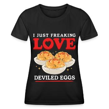 Deviled Eggs Gefüllte Eier Geschenke - Frauen Funktions-T-Shirt - Schwarz - Vorne - AI Model Female 172 light (172cm)
