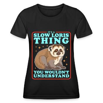 Plumploris lustige Slow Lorises Geschenk - Frauen Funktions-T-Shirt - Schwarz - Vorne - AI Model Female 172 light (172cm)
