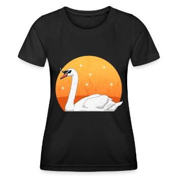 Swan Swans Swan Lover Gift - Women's Functional T-Shirt - black - Front - AI Model Female 172 light (172cm)