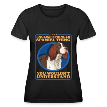 Anglais Springer Spaniel Chien Cadeaux - T-shirt sport Femme - noir - Devant - AI Model Female 172 light (172cm)