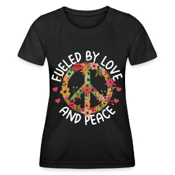 Gifts for hippies | Hippie Peace Sign 60s - Women's Functional T-Shirt - black - Front - AI Model Female 172 light (172cm)