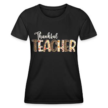 Leopard Fall Autumn - Thankful Teacher - Frauen Funktions-T-Shirt - Schwarz - Vorne - AI Model Female 172 light (172cm)