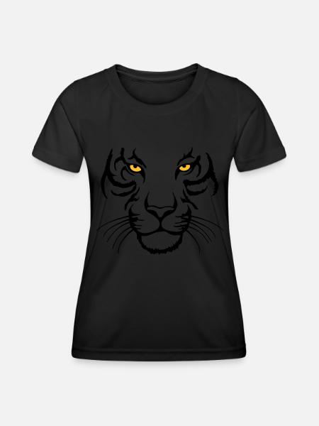 Tiger visage - T-shirt sport Femme - noir