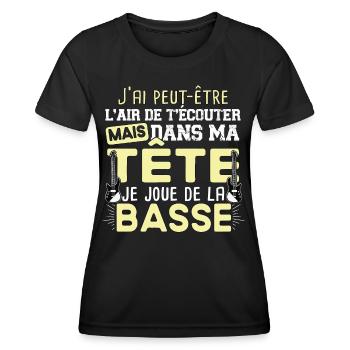 Basse Bassiste Guitare Guitariste Musique Musicien - T-shirt sport Femme - noir - Devant - AI Model Female 172 light (172cm)
