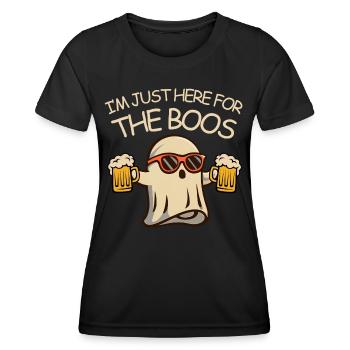 Halloween Ghost Beer Je suis juste là pour les huées - T-shirt sport Femme - noir - Devant - AI Model Female 172 light (172cm)