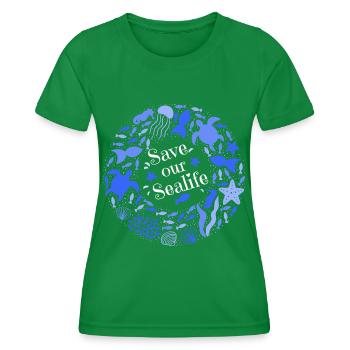 Ocean Pollution - Save Our Sealife - Women's Functional T-Shirt - kelly green - Front - AI Model Female 172 dark (172cm)