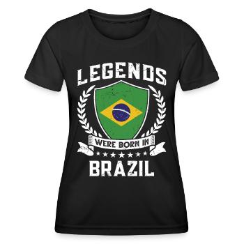 Vintage Design Brazilian Flag Brazil - Women's Functional T-Shirt - black - Front - AI Model Female 172 light (172cm)