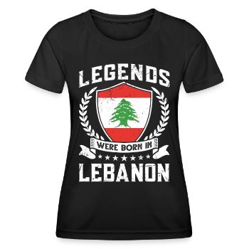Vintage Design Libanesische Flagge Libanon - Frauen Funktions-T-Shirt - Schwarz - Vorne - AI Model Female 172 light (172cm)