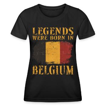 Vintage Design Belgische Flagge Belgien - Frauen Funktions-T-Shirt - Schwarz - Vorne - AI Model Female 172 light (172cm)