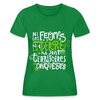 Ni les Femmes ni la Terre - T-shirt sport Femme - vert - Devant - AI Model Female 172 dark (172cm)