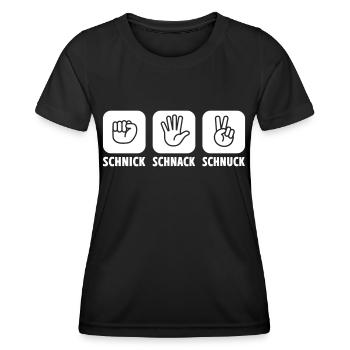 Schere Stein Papier | Farbe änderbar - Frauen Funktions-T-Shirt - Schwarz - Vorne - AI Model Female 172 light (172cm)