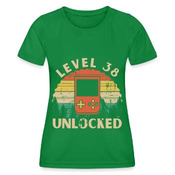 Level 38 Unlocked - Women's Functional T-Shirt - kelly green - Front - AI Model Female 172 dark (172cm)