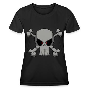 Cooler Totenkopf im Piratenflaggen Stil Shirt - Frauen Funktions-T-Shirt - Schwarz - Vorne - AI Model Female 172 light (172cm)