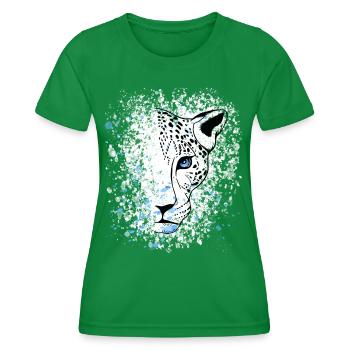 Schneeleopard Blaue Augen Cool - Frauen Funktions-T-Shirt - Kelly Green - Vorne - AI Model Female 172 dark (172cm)
